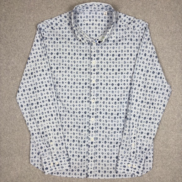 Robert Graham Other - Robert Graham Shirt Mens L Classic Fit Blue White Geometric Medallion Stretch